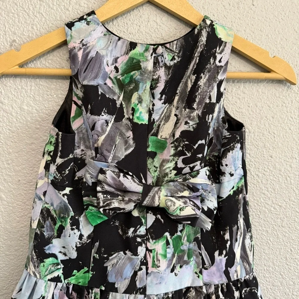 Milly Minis‎ Painted Floral Party Dress Pleated Size 6 EUC Bow